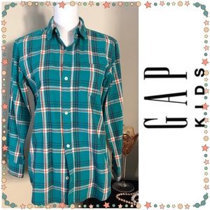 NEW, NEVER WORN, TAGS REMOVED, GAPKids LONG SLEEVE FLANNEL SHIRT in XXL(14-16).